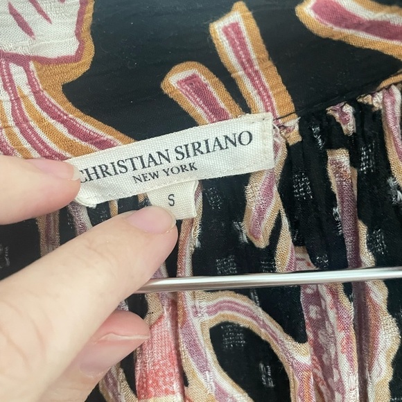 CHRISTIAN SIRIANO Floral Print Boho Style Loose Fit Short Puff Sleeves Sz S - Picture 2 of 7